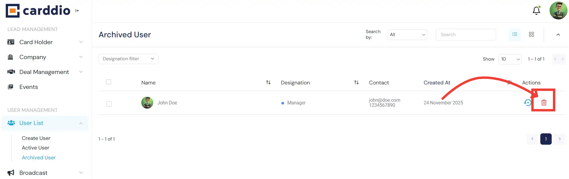 Permanently Delete User Icon