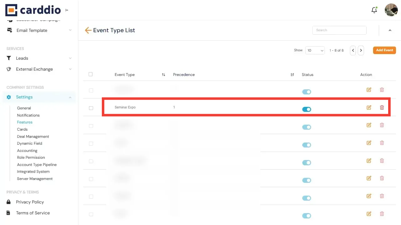 Event Type Added Confirmation