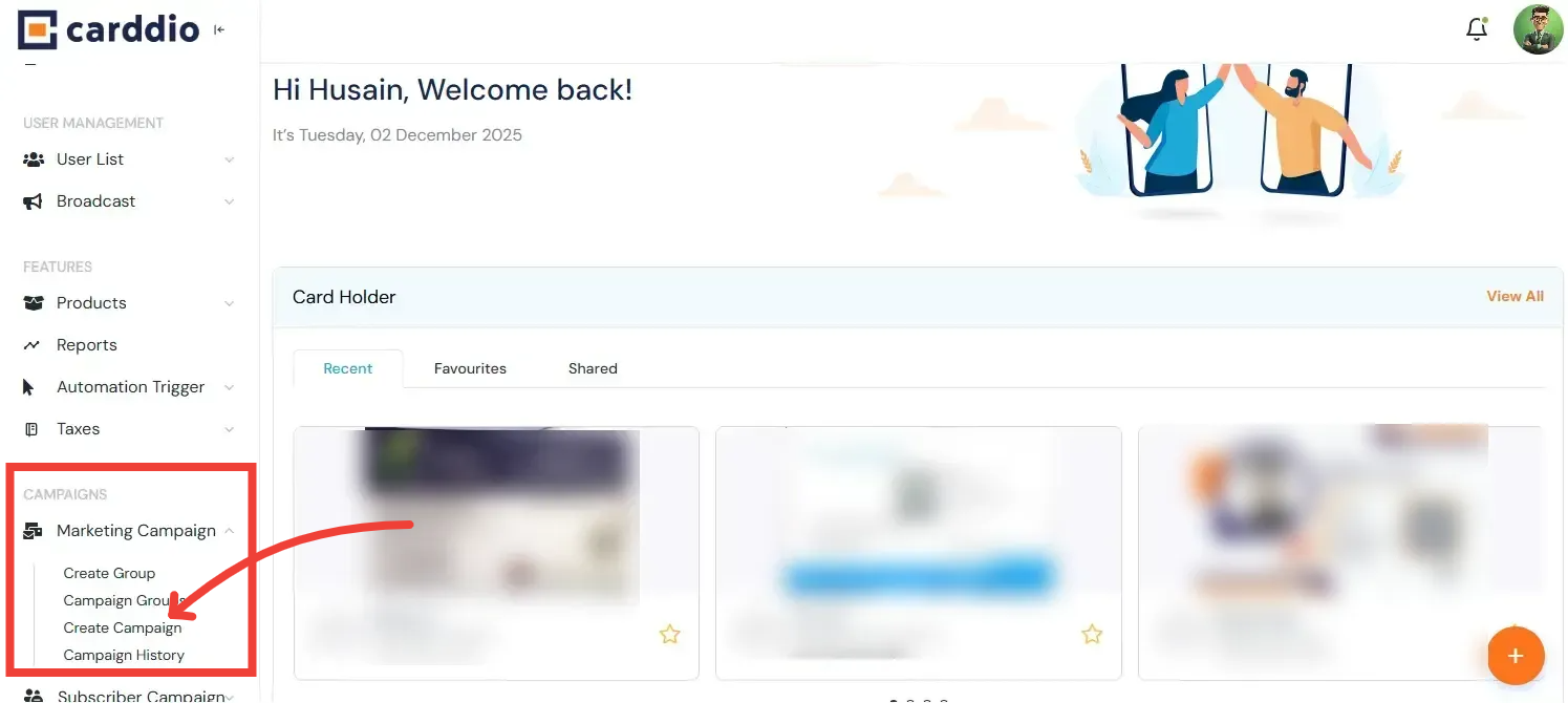Marketing Campaign Sidebar Menu