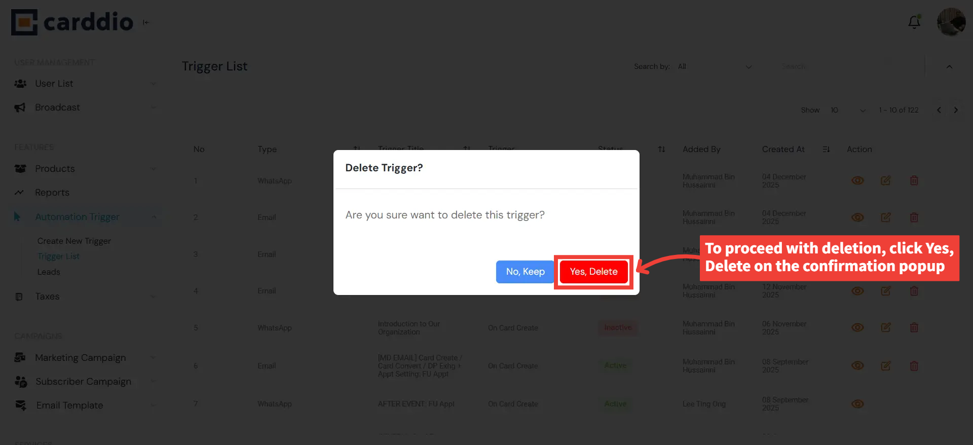 Confirm Delete Popup